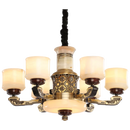 Ljojo Luxe Inlay Copper Chandelier with Marble Jade, Ideal for Living Room, Bedroom and Hall