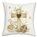 Easter Rabbit & Cross Egg Print Pillow Cover for Farmhouse Decor by Ljojo