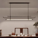 Ljojo New Chinese Style Minimalist Tea Table with Long Pendant Lights & Bar Counter