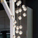 Ljojo Meteor Shower Glass Ball Chandelier - Long Rope Hanging Crystal Light