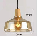 Modern Pendant Light Led Glass Lampshade Wooden Hanging Suspension American Retro Bar Table Gray Nordic Dining Loft Decor Lamp by Ljojo