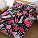 Ljojo Makeup Print Duvet Cover Set - All-Season Breathable Polyester Bedding