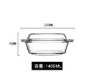 Ljojo 1400ml Glass Bowl with Lid - Heat-Resistant Microwave Soup & Salad Plate