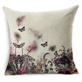 Ljojo Linen Butterfly Cushion Cover 45x45cm - Decorative Pillow Case for Sofa & Bed