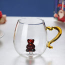 Ljojo 3D Christmas Glass Mug Cup with Heart Handle, 10oz, Water Coffee, Creative Gift