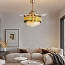 Inch Luxury Crystal Ceiling Fan with Modern LED Chandelier & Remote Control - Ljojo