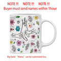 Ljojo 3D Effect Kids Names Mug with Flowers for Mother's Day Gifts