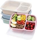 Ljojo 3-Compartment Lunch Box for Kids, Leak-proof Bento Box, Microwave Safe
