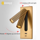 Ljojo 3W USB Wall Light, 350° Rotation, Hotel Bedroom Reading Sconce