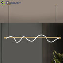 Medieval Bauhaus LED Pendant Lights | Winding Linear Coiling Chandelier for Living Room by Ljojo
