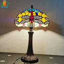 European Red Dragonfly Tiffany Style Table Lamp Glass Reading Lighting Retro Fashion Gift LED
