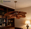 Japanese Retro LED Pendant Lights Coconut Leaf Shaped Chandeliers by Ljojo