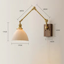 Ljojo Long Arm LED Wall Light with Pull Chain Switch & Walnut Canopy
