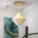 Marble Pendant Light: Modern Minimalist Revolving Staircase Villa - Ljojo