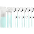 Ljojo 24pcs Stainless Steel Cutlery Set Fork Teaspoon Knife Silverware Flatware