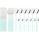 Ljojo 24pcs Stainless Steel Cutlery Set Fork Teaspoon Knife Silverware Flatware