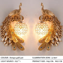 Golden Peacock Wall Lamp for Living Room by Ljojo - Retro Headboard Restaurant Bar Decor