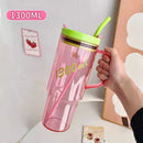 Ljojo 1300ml Tumbler Cup with Handle, Lid, Straw - Big Plastic Travel Drink Bottle