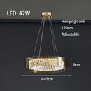 Ljojo European Round Smoke Grey Crystal Ceiling Light Remote Dimmable Pendant for Dining Living Bedroom