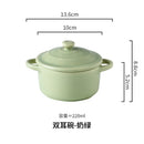 Ceramic 220ml Double Ear Bowl with Cover, Microwave & Oven Safe - Ljojo Brand