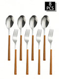 Ljojo 12-Piece Stainless Steel Cutlery Set with Imitation Wood Handle