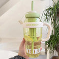 Ljojo 1200ml Sport Water Bottle with Tea Infuser and Straw, Handle - Cute Design