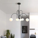 Ljojo Minimalist Magic Beans Pendant Light 4 6 8 Heads Milky Glass Ball Chandelier for Cafe