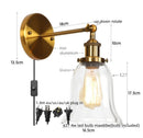 Ljojo Loft Rustic Clear Glass LED Wall Light - Industrial Style Iron Wall Lamp