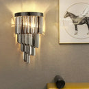 Ljojo Luxury Gold Smoky Gray Crystal Wall Sconce - Modern LED Bedside Light
