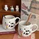 Ljojo 3D Animal Ceramic Mug - Cute Cow Design for Coffee Tea Juice Milk
