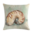 Ljojo Marine Life Linen Pillowcase: Fashion Conch Starfish Shell Sofa Decor Cover