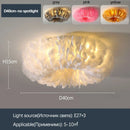Ljojo Round Feather LED Ceiling Lamp Warm Light Stylish Nordic Minimalist Bedroom Decor
