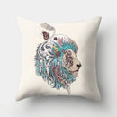 Ljojo Lion Tiger Head Pillowcase for Home Decor - Soft and Stylish Animal Cushion Cover