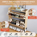 Ljojo™ Shoe Cabinet Duo: Wooden Narrow Storage, 2 Flip Drawers, Freestanding Organizer