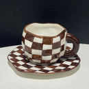 Ljojo 10oz Korean Style Ceramic Coffee Mug with Saucer Hand Painted Tea Cup Set