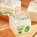 Ljojo 380ml Kawaii Milk Carton Glass Cup Strawberry Peach Theme