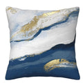 Blue & Gold Marbled Pillow Covers - Ljojo Abstract Pattern Cushion Cover for Sofa, Bedroom & Car