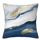 Blue & Gold Marbled Pillow Covers - Ljojo Abstract Pattern Cushion Cover for Sofa, Bedroom & Car