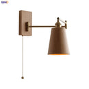 Ljojo LED Walnut Ash Wood Wall Sconce with Pull Chain Switch