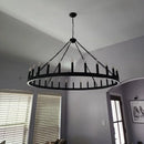 American Retro E14 Led Pendant Lights: Black Metal Chandelier by Ljojo for Living Room & Stairs