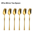 Ljojo 24-Piece Gold Stainless Steel Cutlery Set Flatware Knife Fork Spoon Mirror Matte