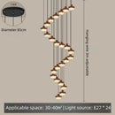 French Retro Staircase Chandelier Solid Wood and Glass for Luxe Staircase Decor by Ljojo