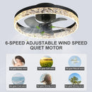 Crystal Led Ceiling Fan Modern Low Noise Remote Control Light Fixture for Home Decoration by Ljojo
