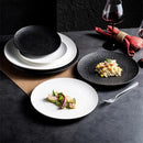 Ljojo Matte Ceramic Steak Pasta Dessert Salad Plate Hammer Pattern Shallow Restaurant Tableware