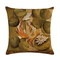 Ljojo Lotus Carp Print Cushion Cover for Home Decor on Mahogany Chair
