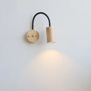Ljojo LED Wall Sconce with Flexible Black Hose & Wood Accent