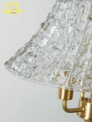 French Medieval Water Pattern Glass Copper Pendant Light LED E14 American Retro Hanging Lamp