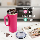 Ljojo 24oz Double Wall Coffee Tumbler with Handle Lid Stainless Steel Insulated Cup