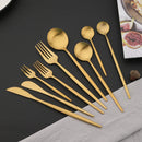 Ljojo Matte Gold Tableware Cutlery Set Stainless Steel Flatware Kitchen Dinner