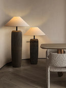 Large Chinese Garden Stand Lamp for Living Room | Japanese Antique Pottery Pot Floor Lamp